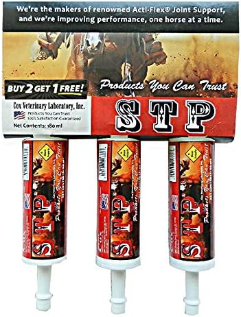 STP Oral Paste for Horses. Helps Relieve Pain and Inflammation. Highly Palatable. Safe, Natural Ingredients. Easy-Dose Syringe. Three-Pack. 18-Day Supply. Made in USA.