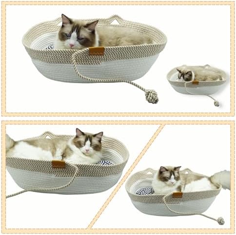 Cat Basket, Rope Basket for Cats with Summer and Winter Mats