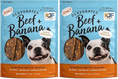 PET JERKY FACTORY Premium Beef and Banana 12 oz. Dog Jerky Treats | 100% Human Grade | USA Made-| High Protein-| Grain Free-| Limited Ingredients-| No Filler-| BHA-BHT Free-| Soft-Tender,(Pack of 2)
