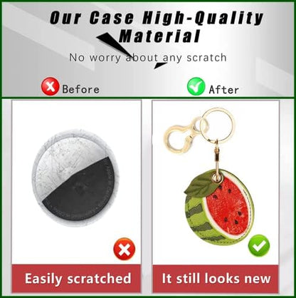 BORKUANA PU Leather Keychain Holder Protective Case Compatible with AirTag