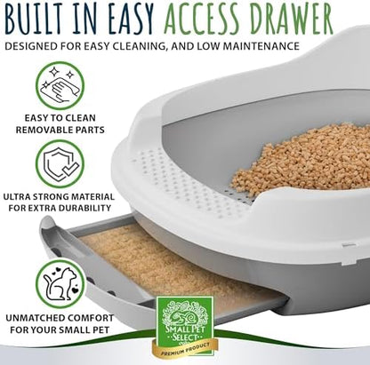 Small Pet Select Sifting Cat Litter Box, with Scoop & 5 Pee Pads