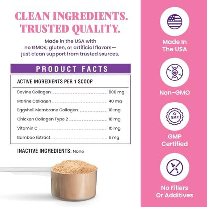 Premium 5X Collagen Powder for Dogs - Types I, II, III, V & X - Skin, Join, Gut & Coat Support - Collagen Powder with Bamboo & Vitamin C, 180 Scoops 8.57 oz
