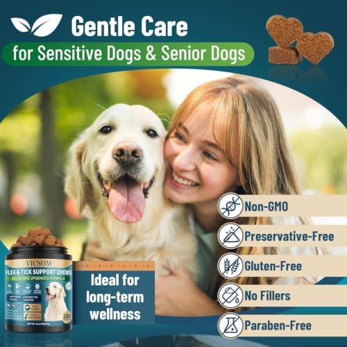 Flea and Tick Prevention for Dogs Chewable, 200 Soft Treats Beef Flavor