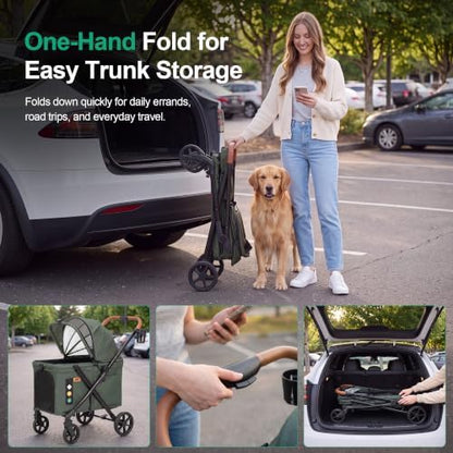 JWX Pet Stroller for Medium and Large Dogs, 77 lb Capacity, Foldable