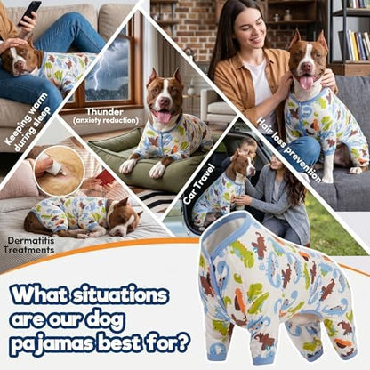 LovinPet Large Dog Pajamas, Pet Pajamas for Dogs, Dinosaur Print, XL