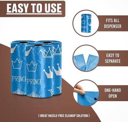 Parisian Pet Ecofriendly Dog Poop Bags Rolls - 160 Count Unscented Poop Bags For Dogs - Leakproof, Extra Thick, 8 Dog Waste Bags Refill Rolls - Prince Blue Doggie Poop Bags - Fits All Dispenser