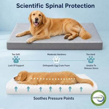 3" Cooling Dog Bed for Crate, Large Orthopedic Cooling Dog Mat