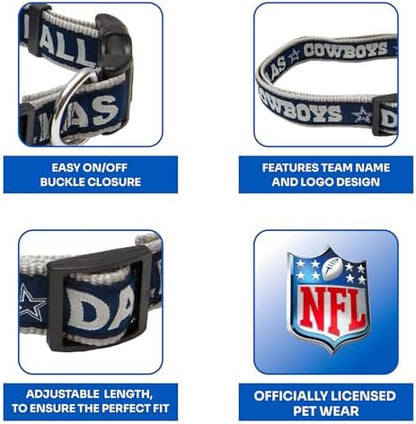 Pets First NFL Dallas Cowboys Licensed PET COLLAR, Small - Heavy-Duty, Strong, and Durable Dog Collar. Available in 31 Football Teams and 4 Sizes