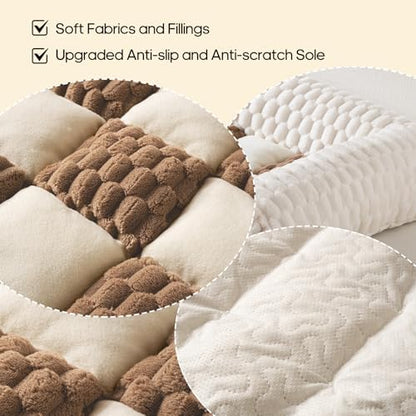 Calming Dog Bed Mats, Thick Flannel Mat for Pets Dog Pad, Washable Non-Slip Couch Protector Pet Friendly Dog Mat for Couch and Sofa(Brown, M-33.45 x 30.71 inch)