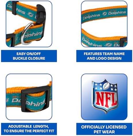 Pets First NFL Miami Dolphins Licensed PET COLLAR, Extra Large - Heavy-Duty, Strong, and Durable Dog Collar. Available in 31 Football Teams and 4 Sizes