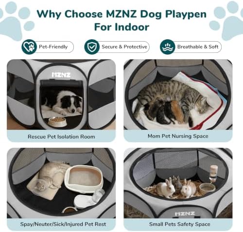 Dog Cat Small Animal Puppy Playpen Crate, Large, Whole Grey