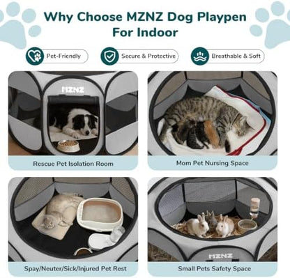 Dog Cat Small Animal Puppy Playpen Crate, Large, Whole Grey