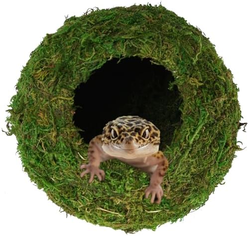 USMOLA Mossy Caves, Artificial Green Moss Caves Hide for Pet Reptile Frogs and Snakes, Terrarium & Vivarium Decor, Crested Gecko Tank Decor (4" - Woodland Green)