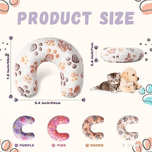 Sweetude 4 Pcs Cat Pillow Calming Pet Dog Neck Pillow, Paw, Medium
