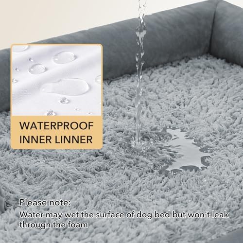 Waterproof Orthopedic Dog Bed for Medium Dogs, 35x22in, Grey