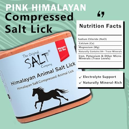 Himalayan Animal Salt Block 22 lb – Natural Mineral Salt Lick for Horses & Cattle – Large Compressed Pink Himalayan Block for Pasture & Herd Use (Non-Fortified)