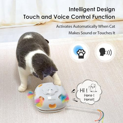 ORSDA Cat Toys, 4 in 1 Interactive Cat Toys for Indoor Kitten, Automatic Electric Enrichment Hide and Seek, Chase the Feather, 8 Holes Mice Whack-A-Mole, Catch Magic Wand