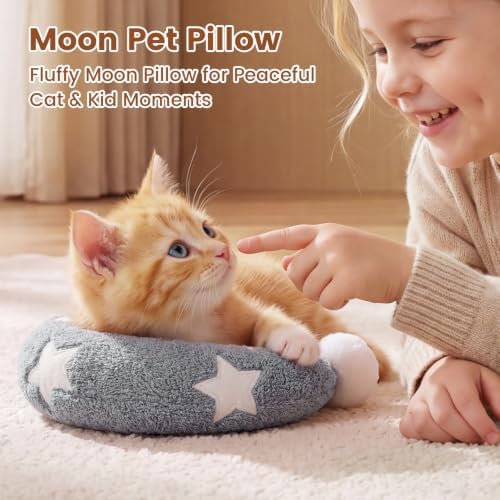 Moon-Shaped Calming Pillow for Cats Soft and Neck-Friendly Kitten Pillows