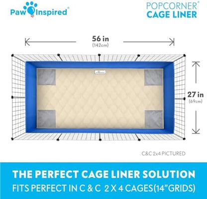 Paw Inspired PopCorner Washable Fleece Cage Liners, C&C 2x4, Beige