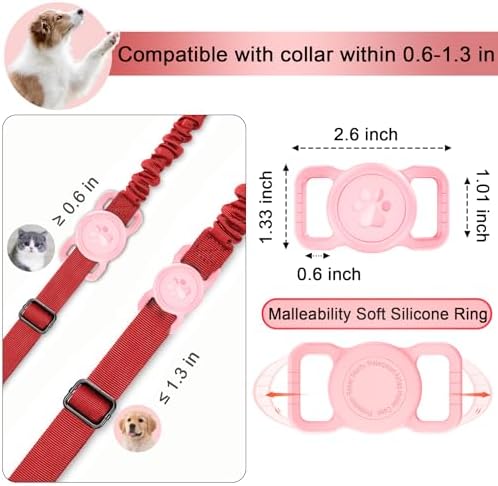 Waterproof Silicone AirTag Holder for Dog Collar, Pink