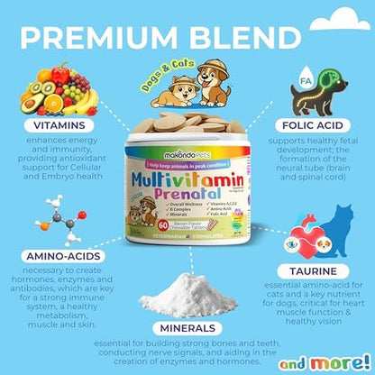 Dog Prenatal Vitamins – Multivitamin for Dogs and Cats 60 Tabs Supplement