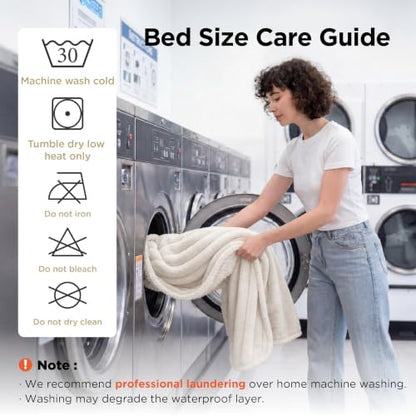 Bedsure ComfyFleece™ Waterproof Blanket for Bed, Queen（86"x108"） Cream