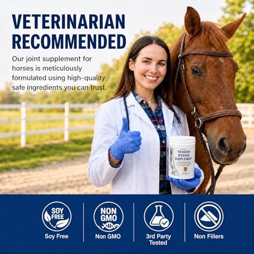 Tendon Repair Supplement Horse - Equine Tendon and Ligament Powder with Collagen, MSM, Supports Elasticity, Mobility and Recovery, 30 Day Supply