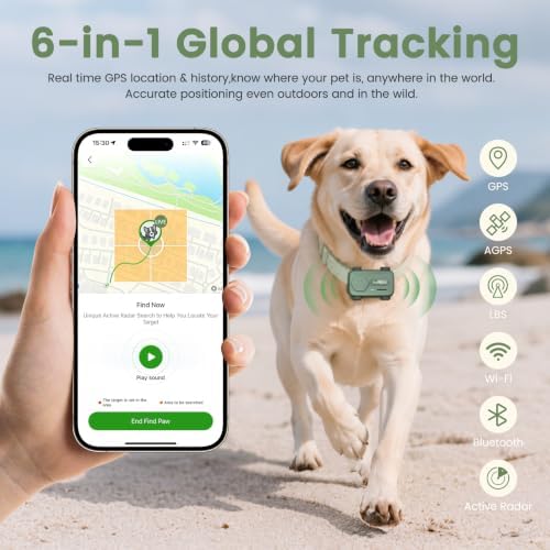 GPS Tracker for Dogs & Cats, Smart Real-Time Virtual Fence for Pet Tracker