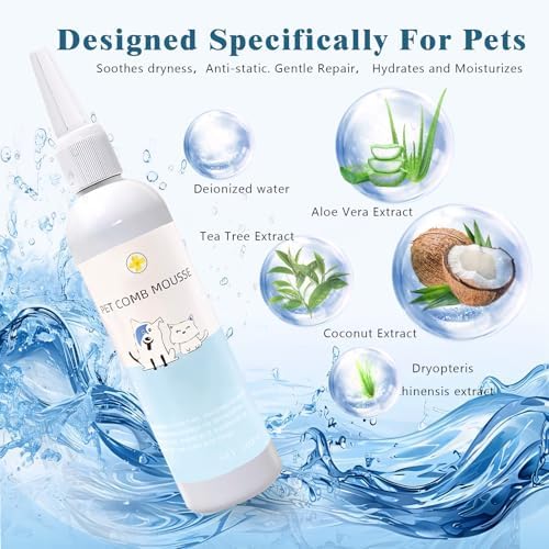 Pet Steam Brush for Dog & Cat – 3-in-1 Spray Hair Removal for Grooming, Softens Fur & Reduces Static 1*Shampoo(Steam Brush not Included)
