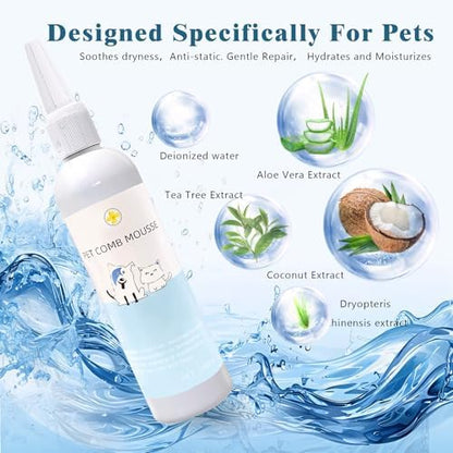 Pet Steam Brush for Dog & Cat – 3-in-1 Spray Hair Removal for Grooming, Softens Fur & Reduces Static 1*Shampoo(Steam Brush not Included)