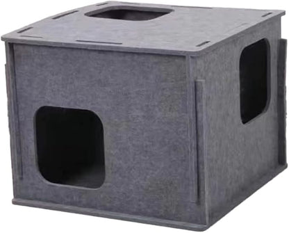 Stacking felt cat nest Cat Tunnel Bed, Cozy Hide and Seek Cat Den, All Season Useful Litter Box, Fun for Cats or Dogs, The Peekaboo Foldable Felt Cat Cave and Cube for Small Medium Large Cats