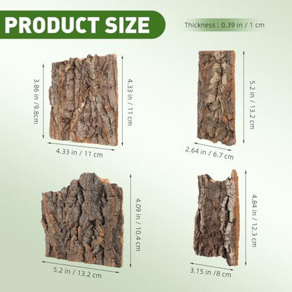 CALLARON 4 Pcs Cork Bark for Reptiles, Natural Terrarium Cork Bark Decor