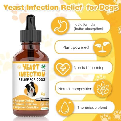 Natural Yeast Infection Treatment for Dogs,Supports Healthy Itch Relief,Inflammation Relief,Allergy Relief & More,Dog Ear Infection Treatment,Itch Relief for Dogs,Ear Infection Treatment for Dog