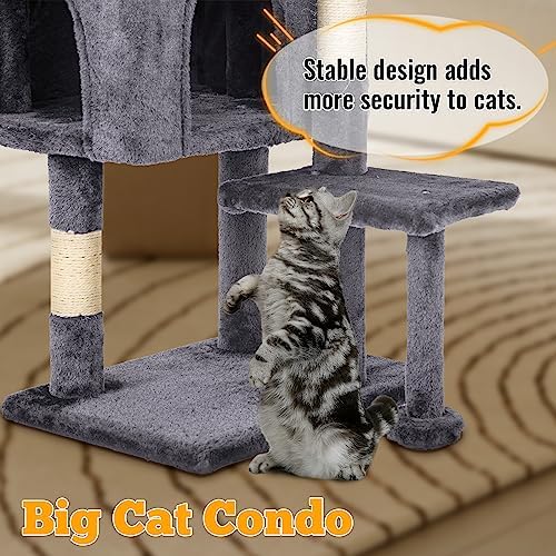 FDW 37.8" Cat Tree Tower | Light Gray | Multi-Level Indoor Activity Center