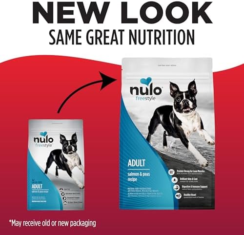 Nulo FreeStyle Adult Dry Dog Food - Salmon & Peas, Premium Grain Free Dog Food with Probiotics for Healthy Gut, Skin and Coat, Natural, High Protein Kibble for Small, Medium and Large Breeds, 6lb Bag