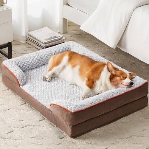 LEXTRO Orthopedic Dog Bed for Medium Dogs, Comfy Sleeping Dog Sofa Bed