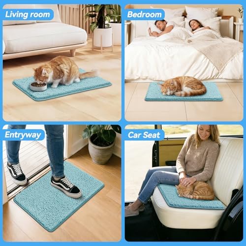 Bcoimo Super Absorbent Cat Door Mat, 24"*17" Anti Slip Mat for Muddy Paws