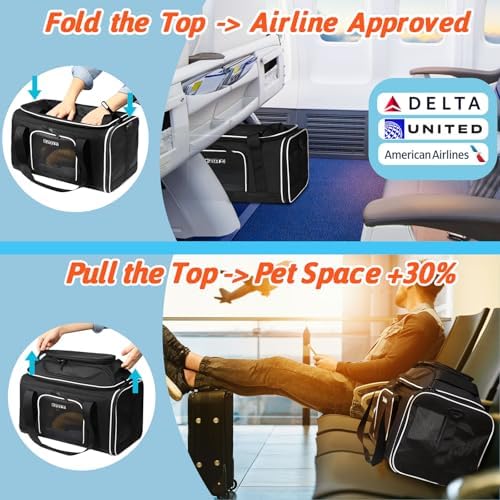 Petskd Top-Expandable Small Pet Carrier 18"x11"x11" Airline Approved