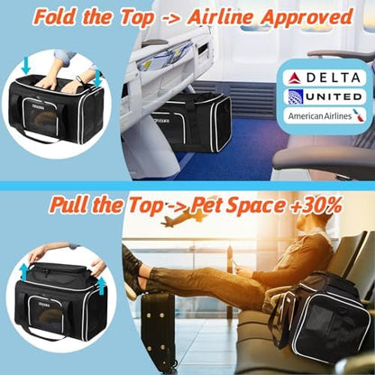 Petskd Top-Expandable Small Pet Carrier 18"x11"x11" Airline Approved