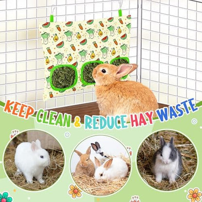 UPINS 2 Pack Guinea Pig Hay Feeder Bag,Bunny Rabbit Cage Bag Hanging Holder