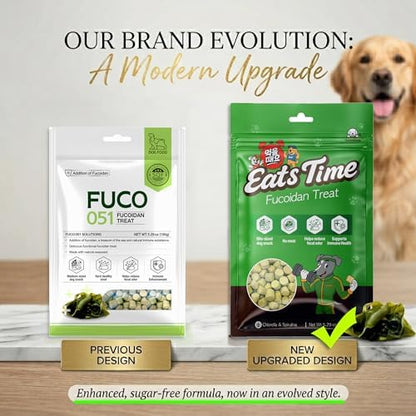 Fucoidan Treat for Dogs, Meat-Free Soft Chews – Immune & Digestive Health, Stool & Odor Support, Antioxidant, Superfood with Spirulina, Chlorella & Probiotics, Bite-Sized 5.29 oz (150g)