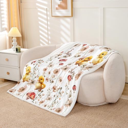 Erosebridal Kids Chicken Blankets and Throws 40"x50",Mushroom Rooster Blanket Throw for Girls Boys,Farmhouse Chick Fleece Blanket Country Cottage Floral Fuzzy Blanket for Bed Sofa Decor