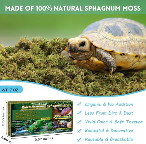 Riare 7 OZ Natural Sphagnum Moss for Reptiles, Terrarium Substrate Bedding