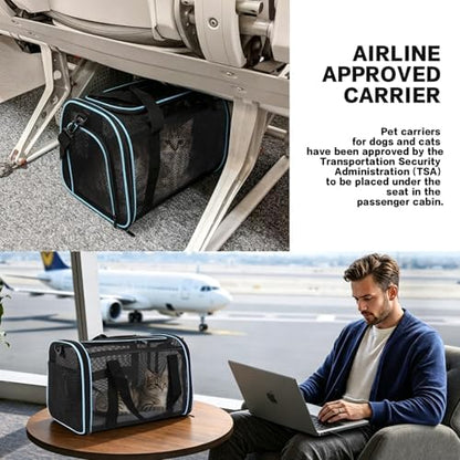 Cat Dog Pet Carriers Soft-Sided Cats Bag Animal Carriers Puppy Carrying Bag TSA Airline Approved Dog Carrier Soft Sided, Collapsible Travel Carriers for Big Cats/Small Dogs Up to 16lbs 17 * 11 * 11