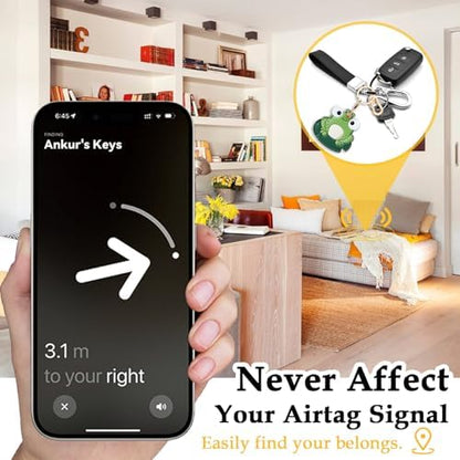 Leather Keychain Holder Case for AirTag, Cute Protective Cover for Apple Airtag KeyChain, GPS Tracker Item Finder