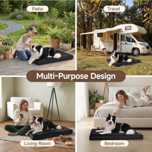 XXL Waterproof Dog Crate Bed, Extra Large Washable Kennel Pad, 47x29, Black