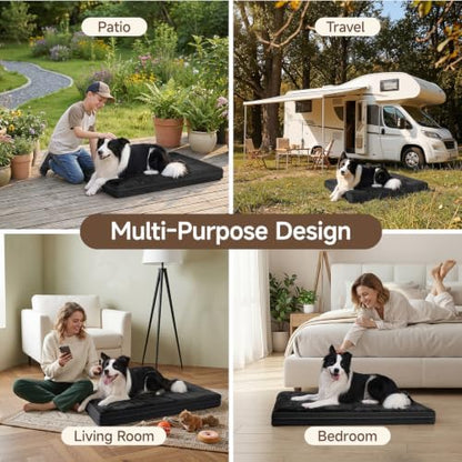 XXL Waterproof Dog Crate Bed, Extra Large Washable Kennel Pad, 47x29, Black