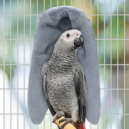 Cozy Bird Blanket Parrot Cage Snuggle Hut Warm Bird Nest House Bed Hanging Hammock for Parakeet Cockatiel Conure African Grey (Large, Grey)