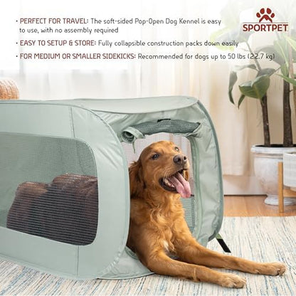 SportPet Designs Soft Sided Pop-Open Kennels, Light Green