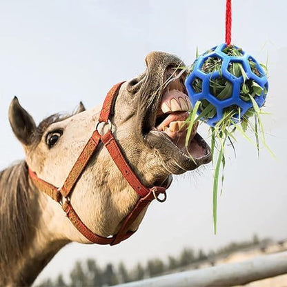 Horse Treat Ball,Goat Feeder Hanging Feeding Toy Horse Treat Hay Feeder Toy, for Horse Goat Sheep Relieve Stress (Blue)